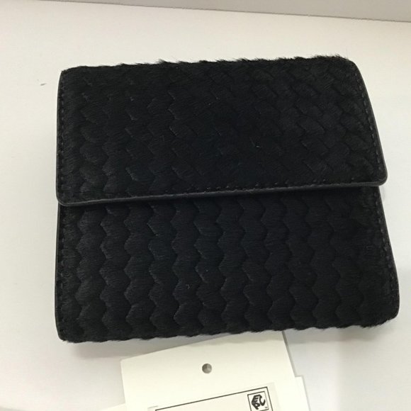 Theory Laleh Calf Hair Black Wallet